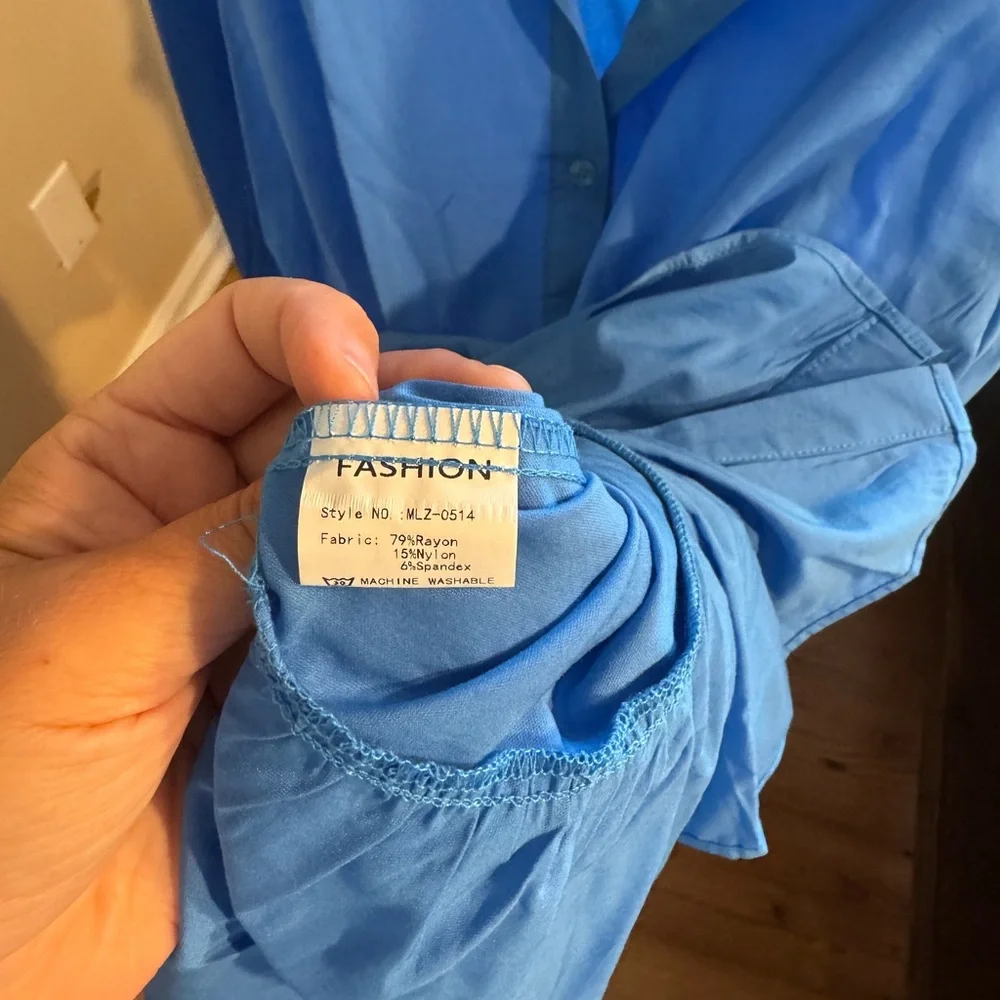 Blue Button-Up Dress - Never Worn - Picture 2 of 3